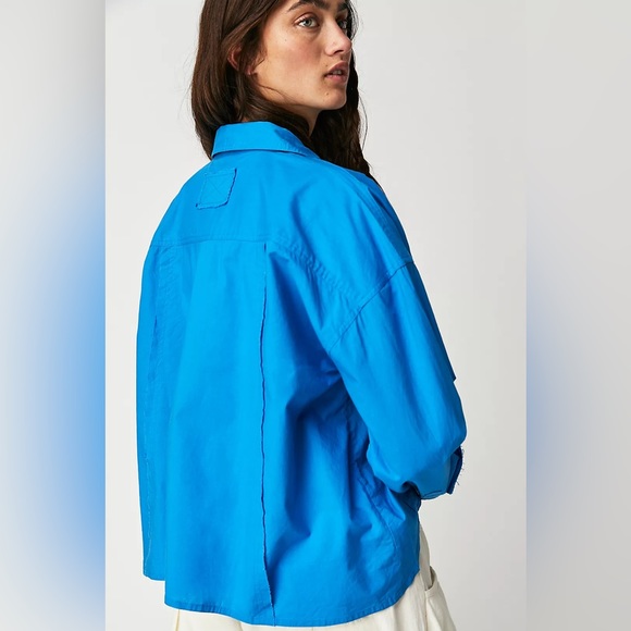 NEW Free People Remade Poplin Shirt In Catalina Blue - Picture 2 of 11